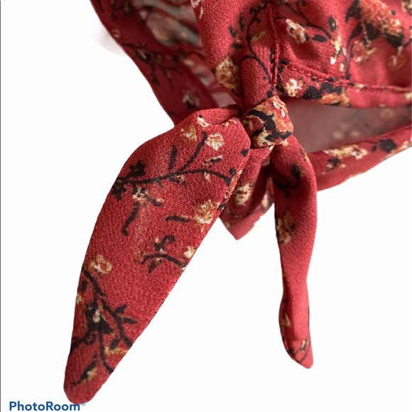 Petite Ladies Rust Flowy top - Picture 4 of 6